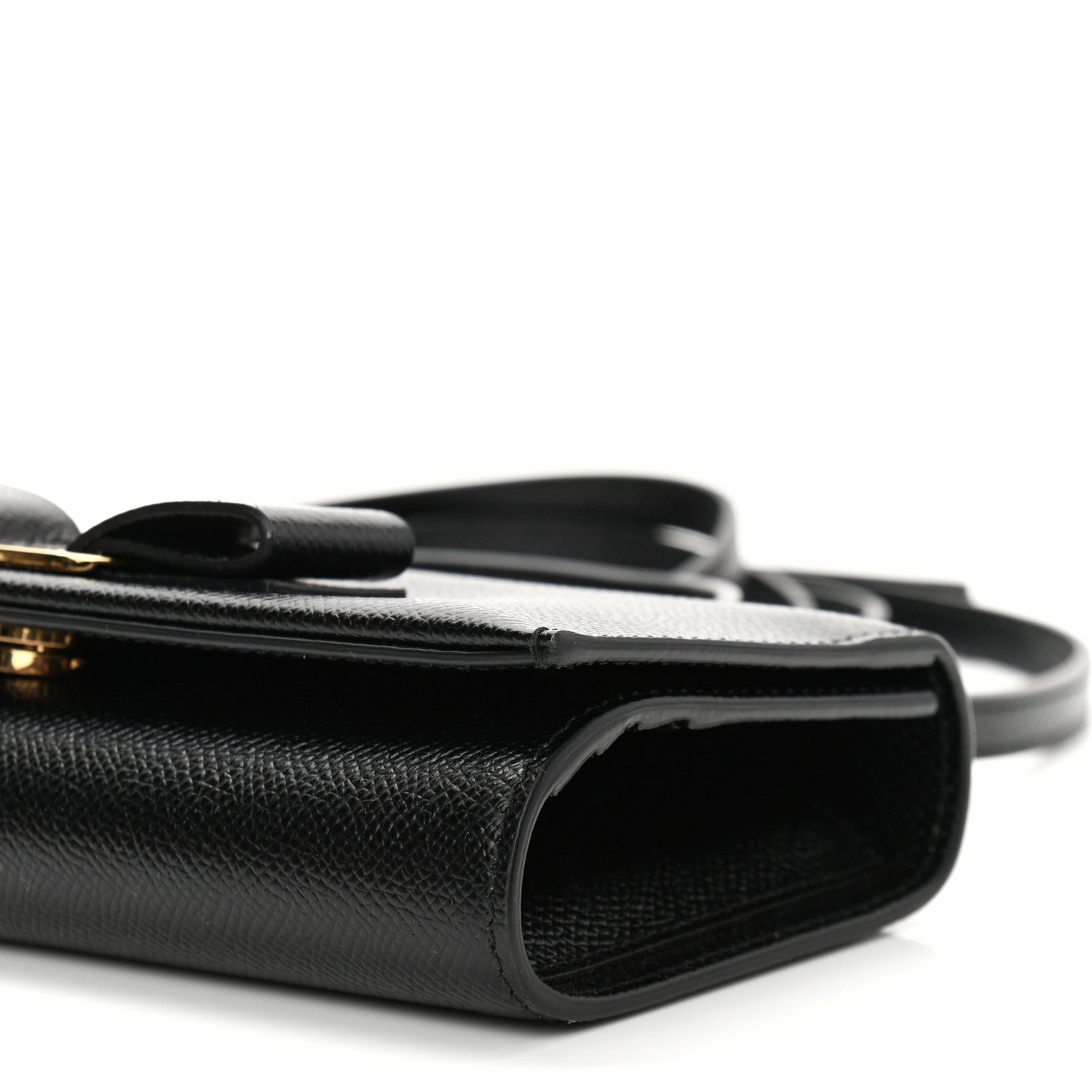 Salvatore Ferragamo Hammered Calfskin Mini Vera Bow Handle Bag Black 9 of 9
