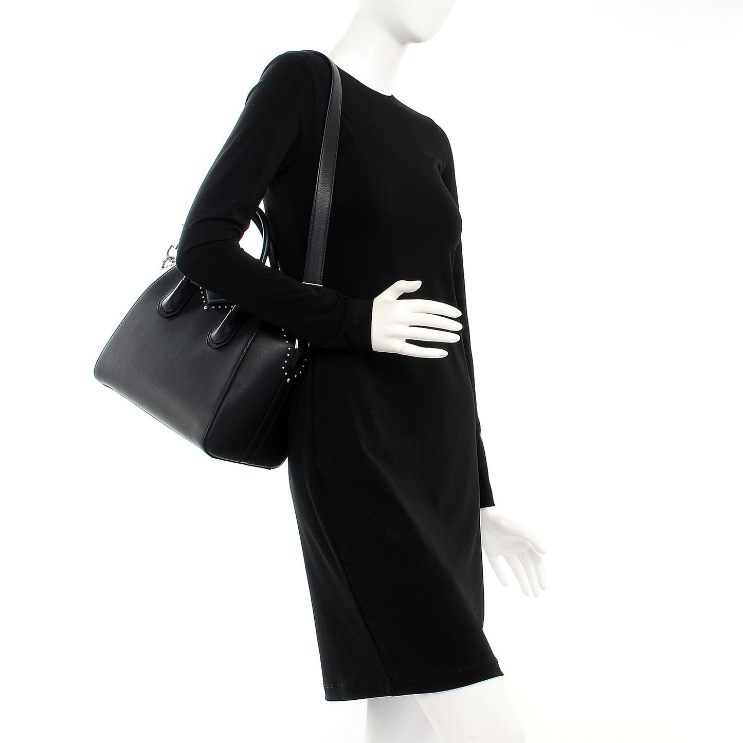 Smooth Calfskin Small Studded Antigona Black