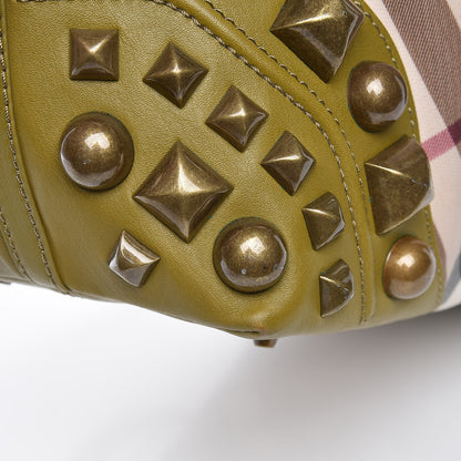 Burberry Nova Check Mega Stud Nickie Tote Green 14 of 17