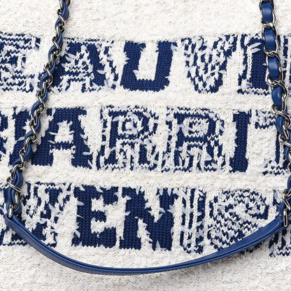 Chanel Tweed Fabric Deauville Biarritz Tote White Navy 7 of 7