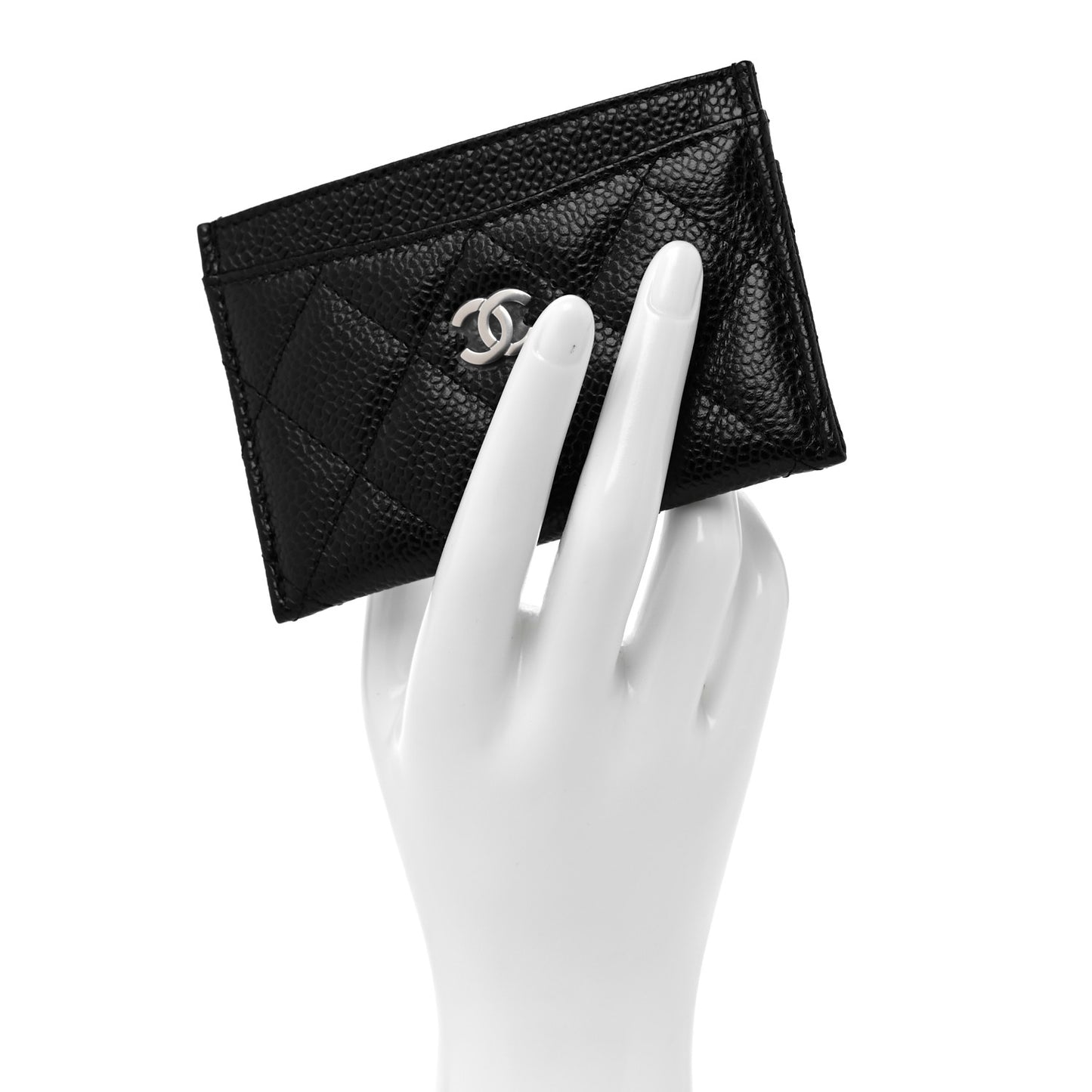 Caviar Quilted Card Holder Black