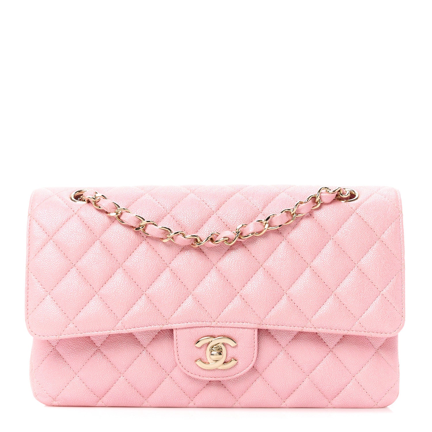 Chanel Iridescent Caviar Quilted Medium Double Flap Rose Pink 1 of 11