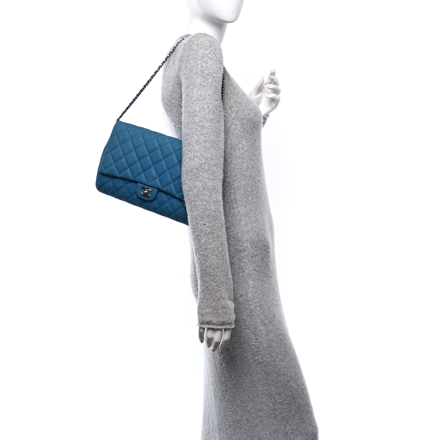 Chanel Iridescent Caviar Quilted Clutch With Chain Flap Blue 2 of 10