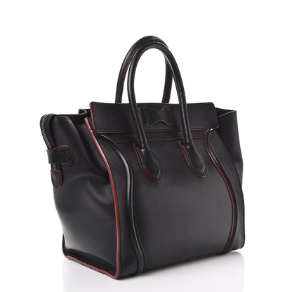 Celine Smooth Calfskin Mini Luggage Black Pink Trim 3 of 27