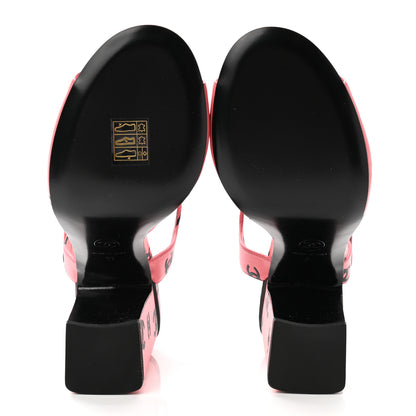 Chanel Printed Lambskin Coco Beach Sandals 37 Pink Black 5 of 9