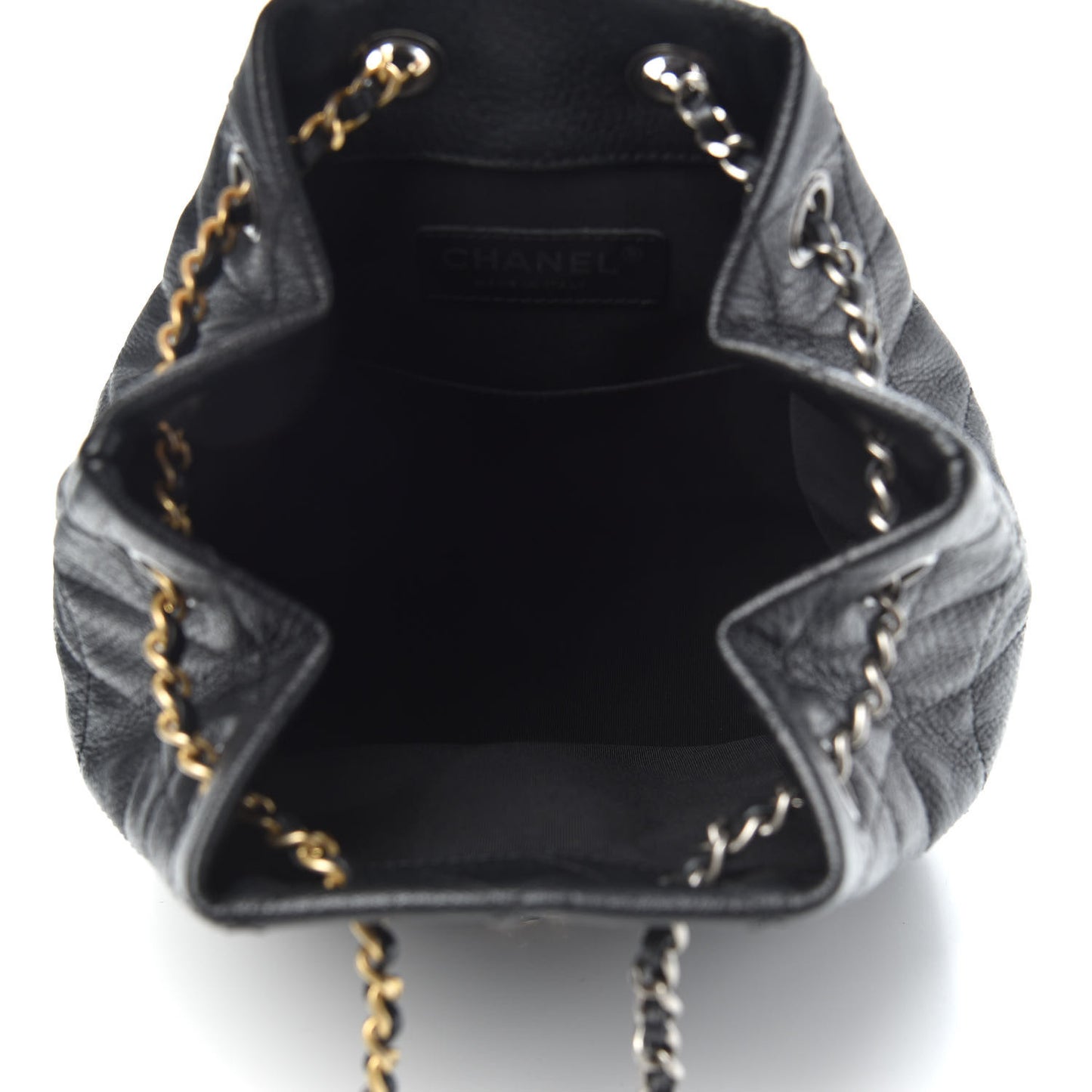 Patent Goatskin Quilted Small Gabrielle Backpack Black