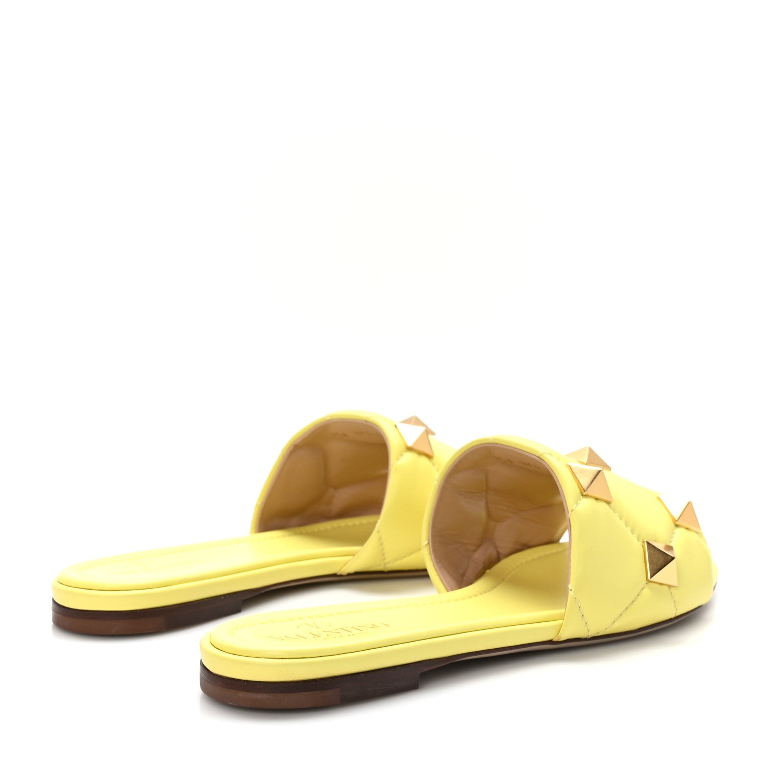 Valentino Garavani Nappa Roman Stud Flat Slide Sandals 37 Lime Sorbet 4 of 9