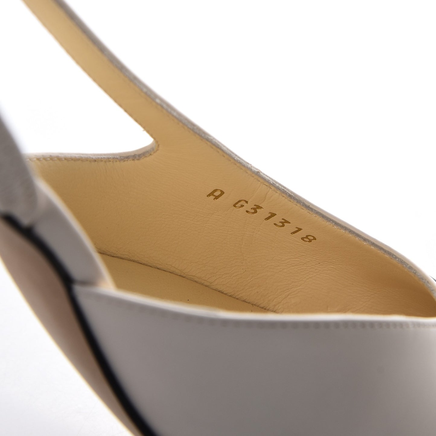 Calfskin Cap Toe CC Slingback Sandals 38 Ivory Black