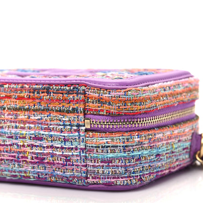 Chanel Tweed Lambskin CC Filigree Vanity Clutch With Chain Purple Multicolor 9 of 9