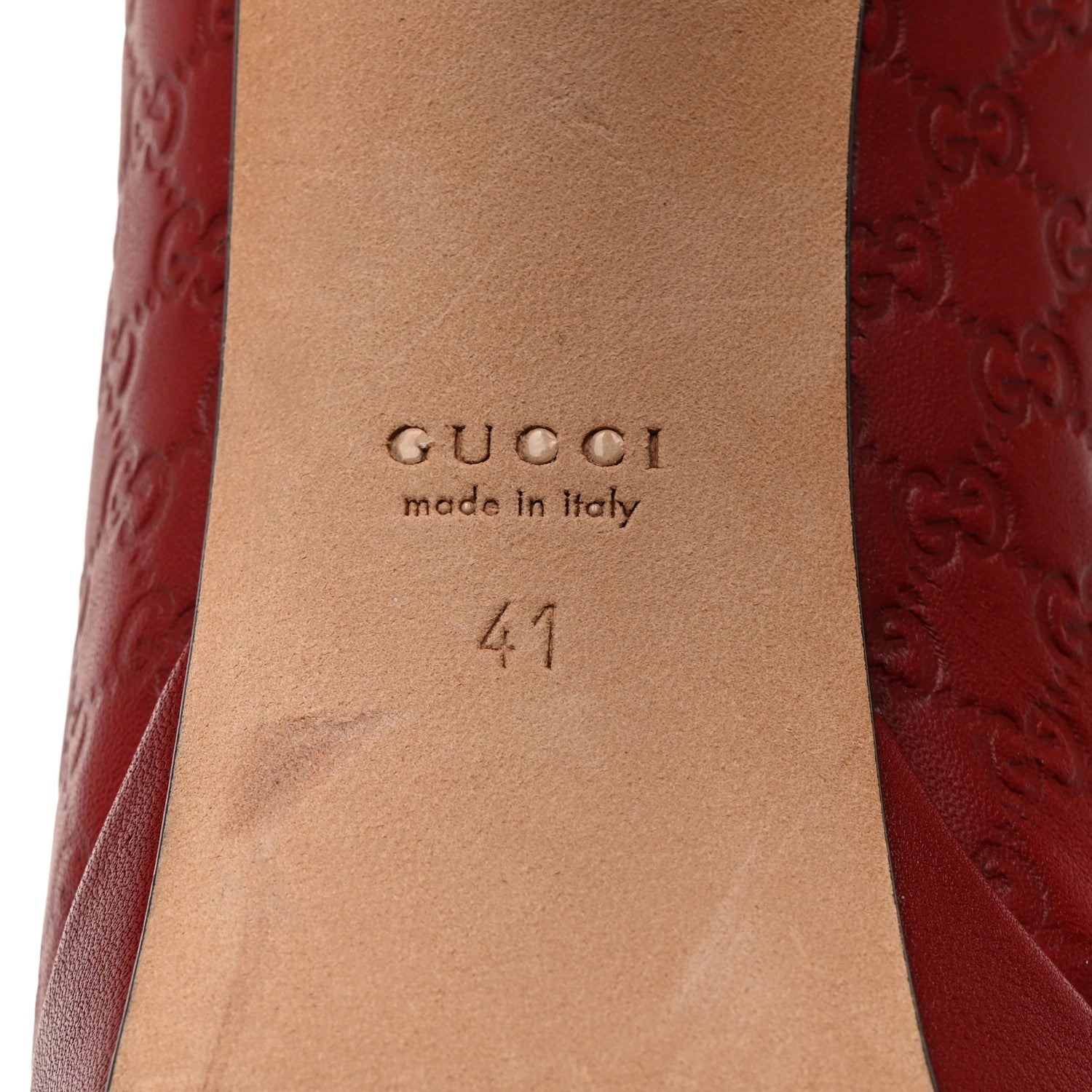 Gucci Soft Guccissima GG Peep Toe Heels 41 Red 8 of 8
