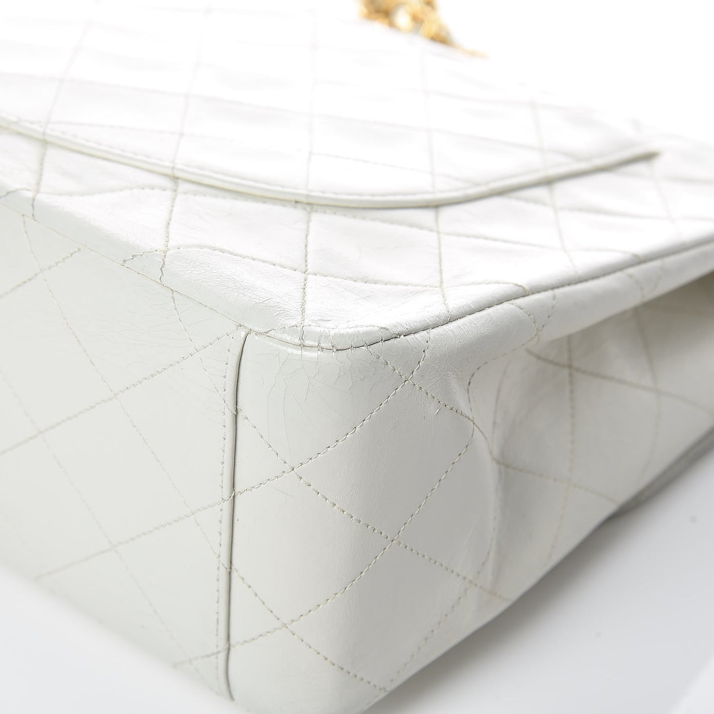 Lambskin Quilted XL Jumbo Single Flap White
