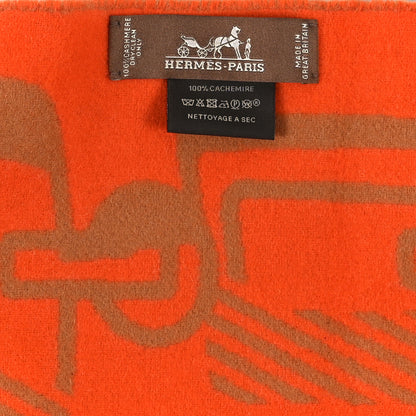 Hermes Cashmere Casaque Do Re Boucles Muffler Camel Orange 3 of 3