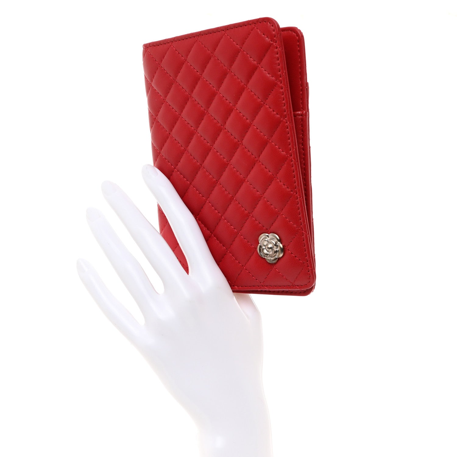Chanel Lambskin Quilted Camellia Passport Holder Pink 2 of 9
