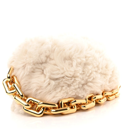 Bottega Veneta Shearling Lambskin The Pouch Chain White 3 of 11