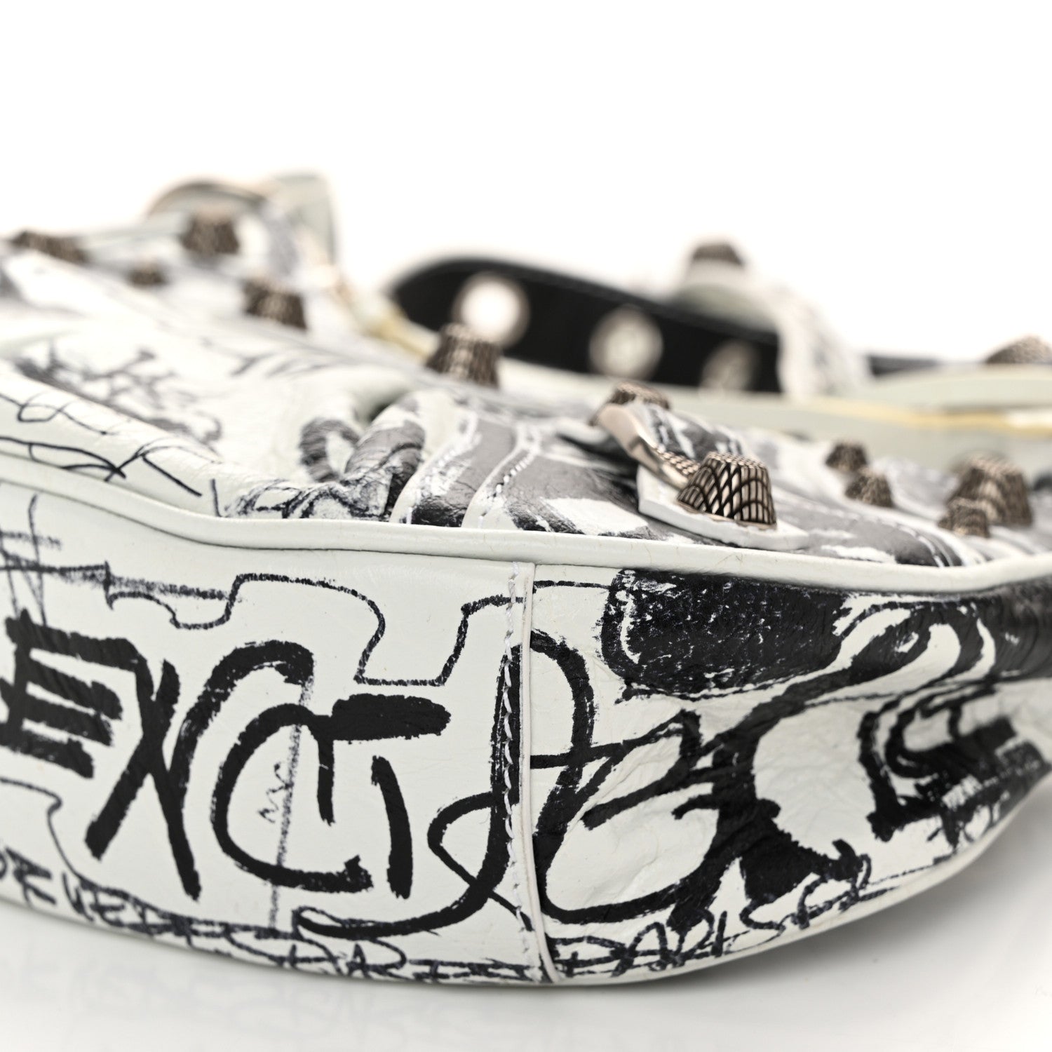 Balenciaga Agneau Arena Graffiti Le Cagole Shoulder Bag XS White Black 11 of 12