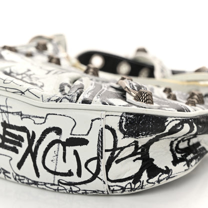Balenciaga Agneau Arena Graffiti Le Cagole Shoulder Bag XS White Black 11 of 12