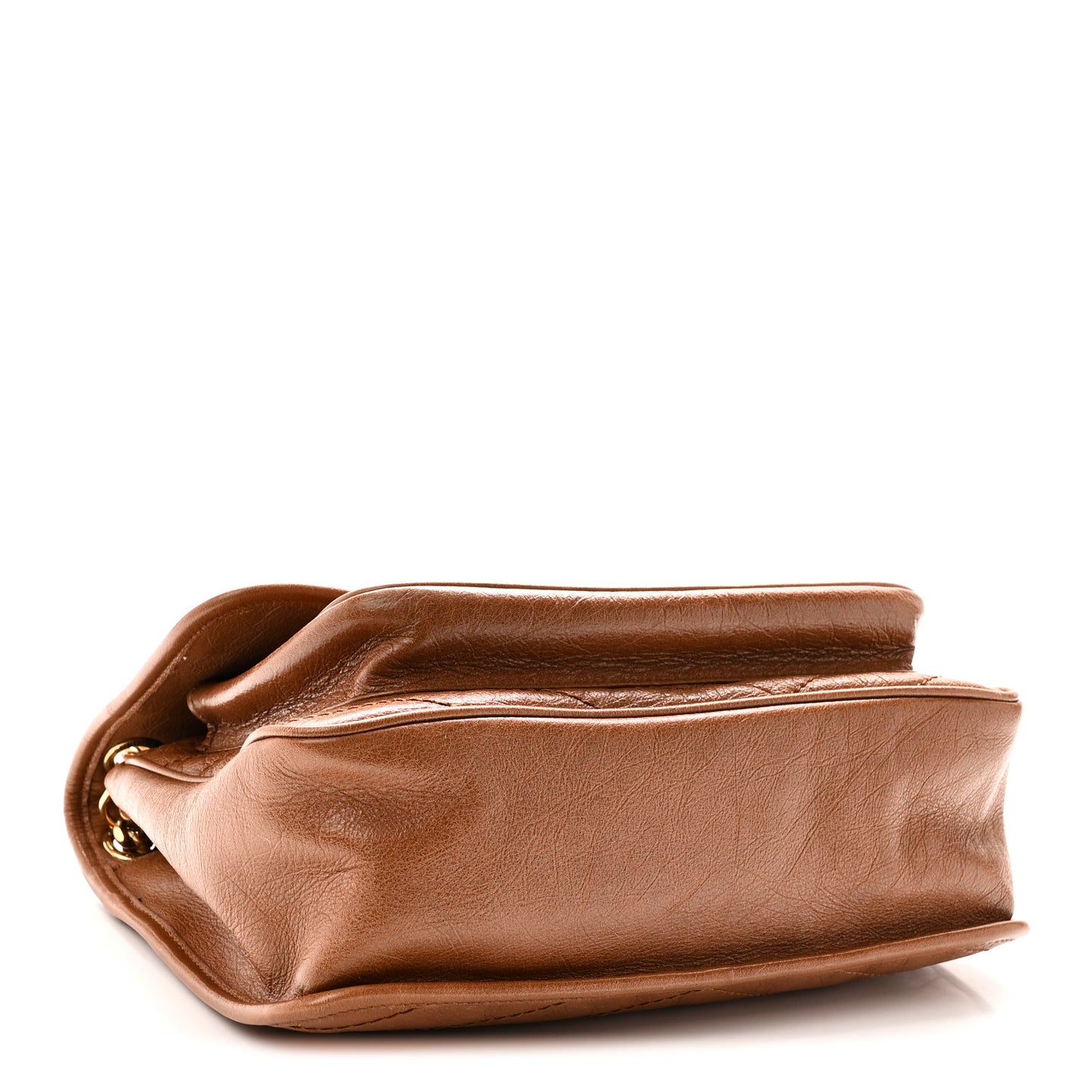Crinkled Calfskin Matelasse Monogram Medium Niki Chain Satchel Caramel
