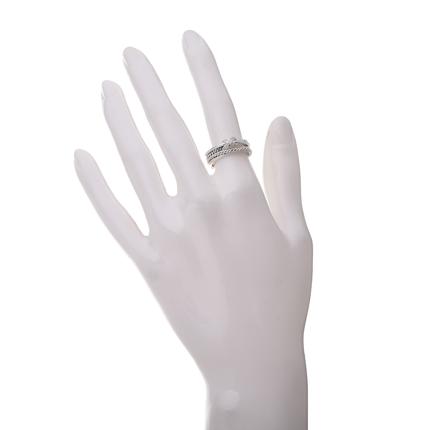 David Yurman Sterling Silver Diamond X Crossover Ring 50 5.5 2 of 6