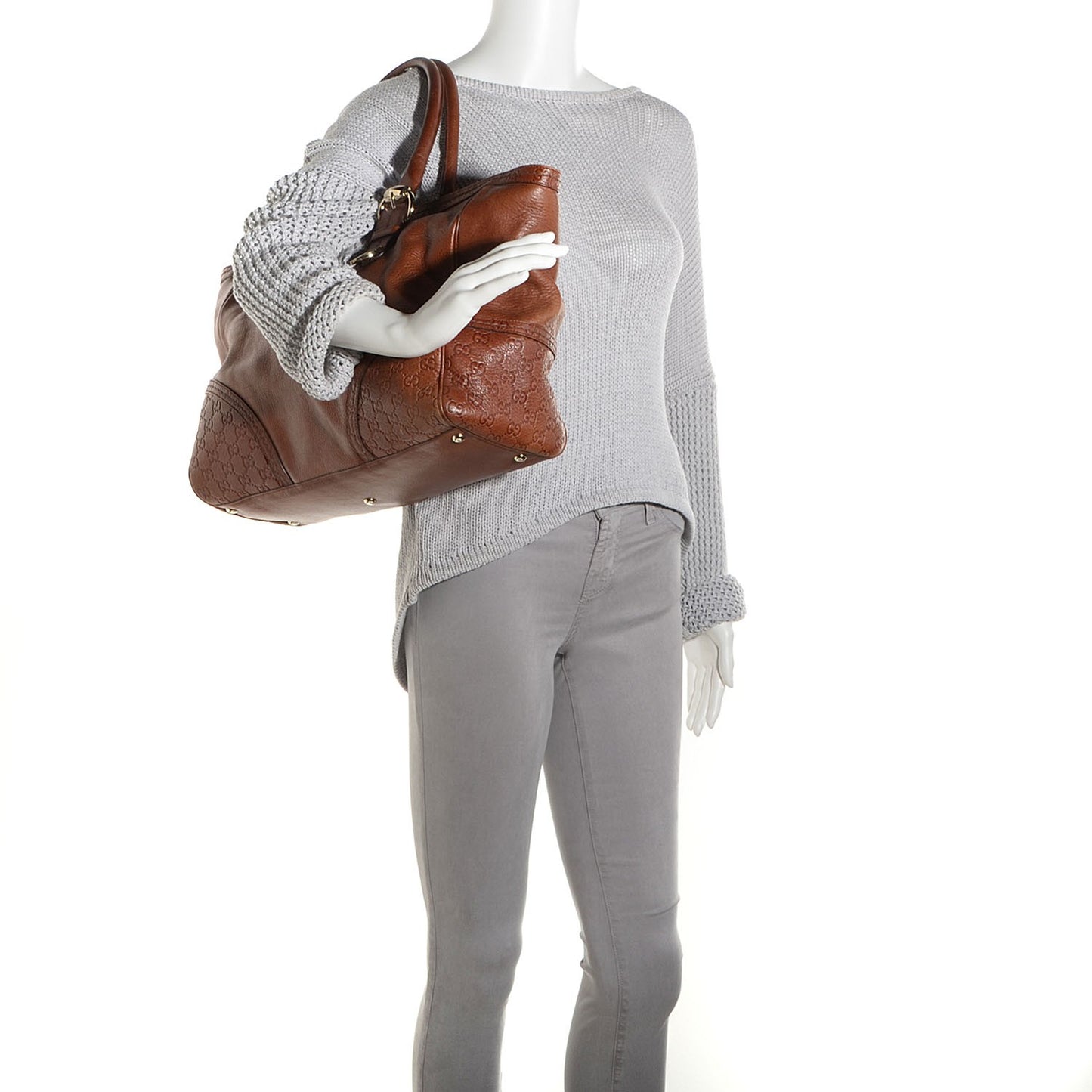 Guccissima Trim Signoria Large Tote Brown