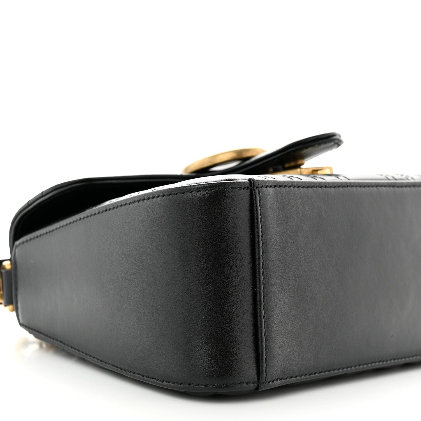 Calfskin Matelasse Mini GG Marmont Top Handle Shoulder Bag Black
