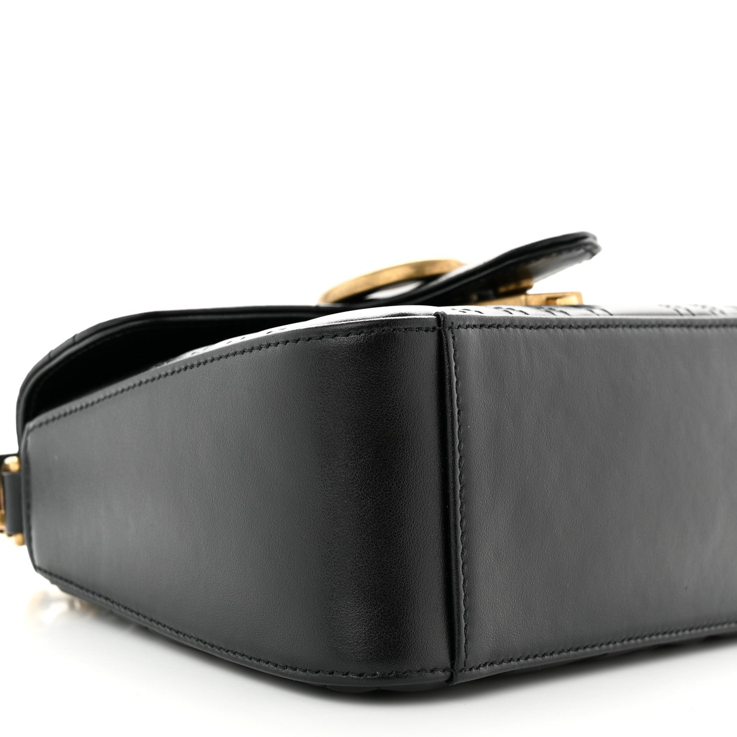 Gucci Calfskin Matelasse Mini GG Marmont Top Handle Shoulder Bag Black 9 of 11