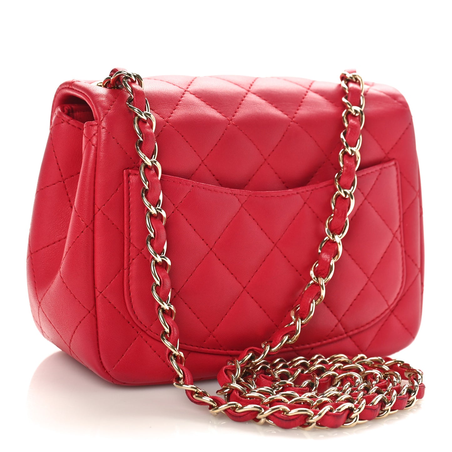 Lambskin Quilted Mini Square Flap Red