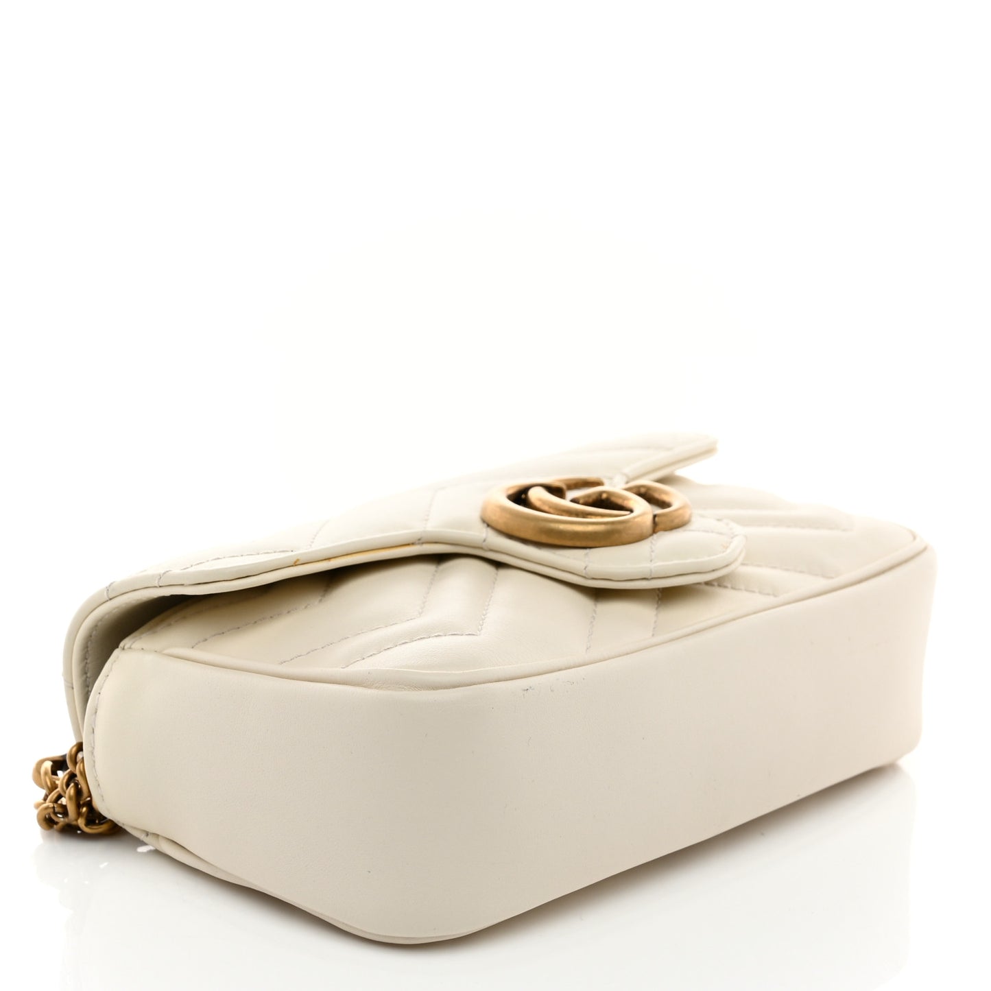 Calfskin Matelasse Super Mini GG Marmont Shoulder Bag White