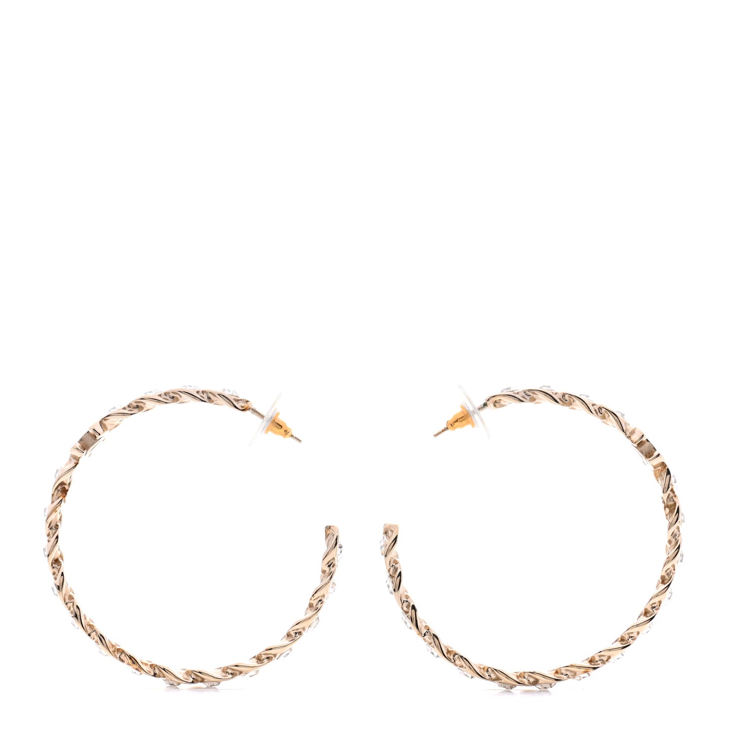 Crystal CC Hoop Earrings Gold