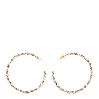 Chanel Crystal CC Hoop Earrings Gold 1 of 5