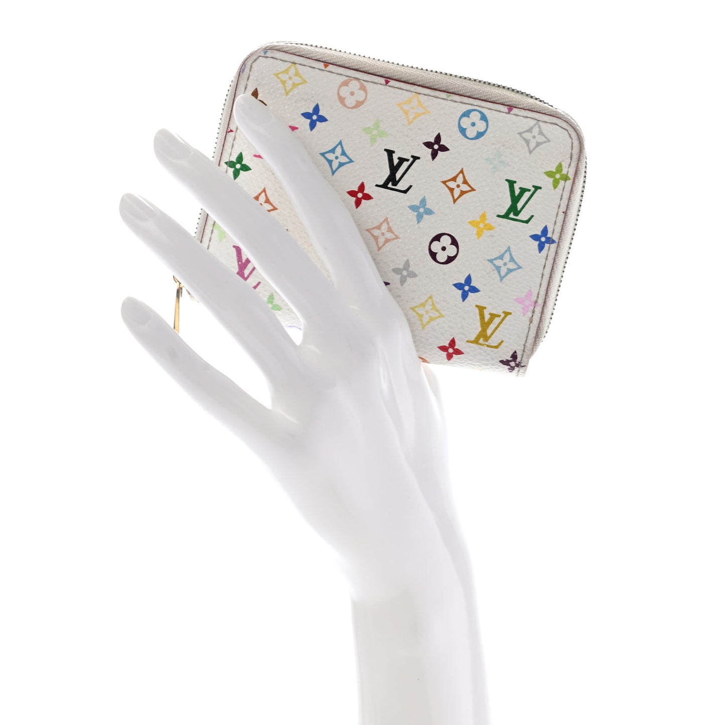 Monogram Multicolor Zippy Coin Purse Wallet White Litchi