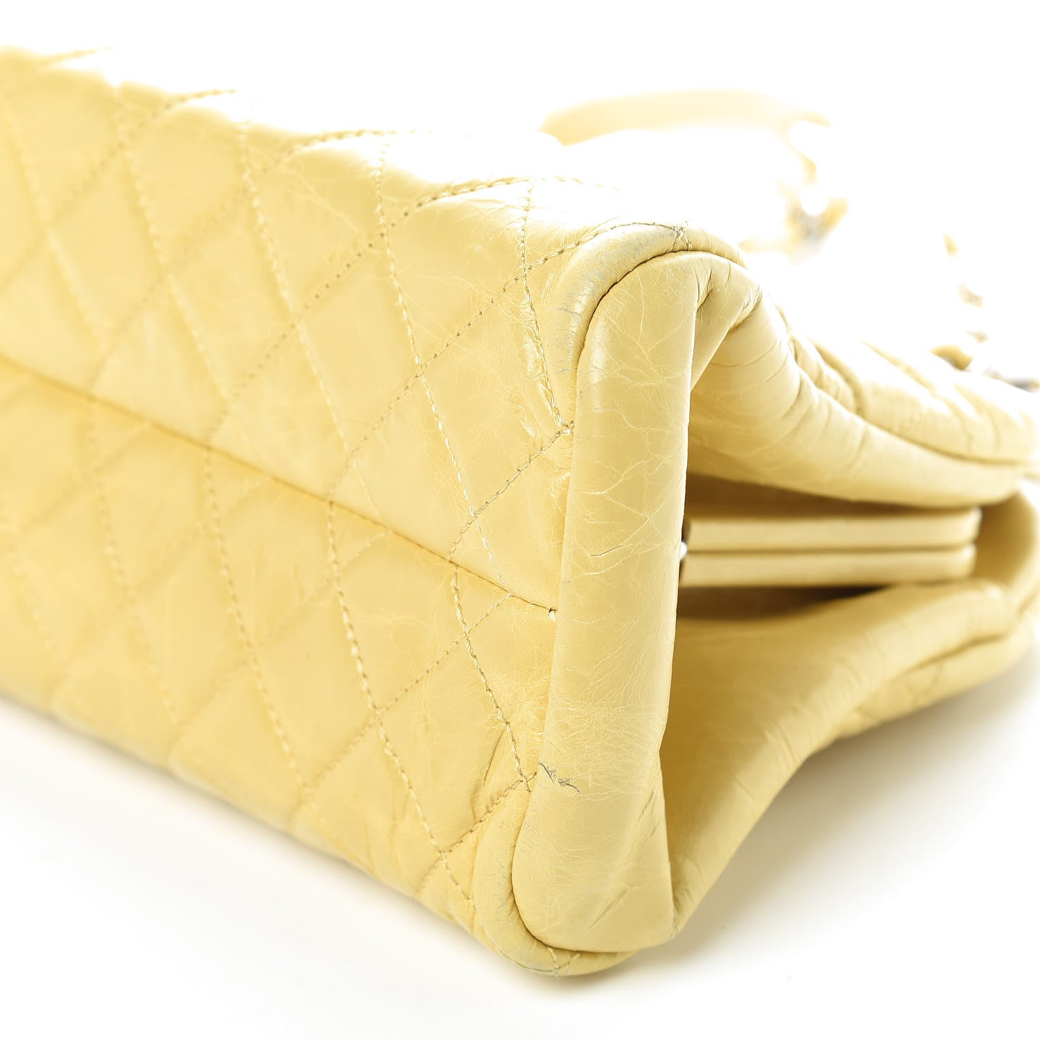Chanel Glazed Calfskin Quilted Medium Just Mademoiselle Bowling Bag Yellow 6 of 9