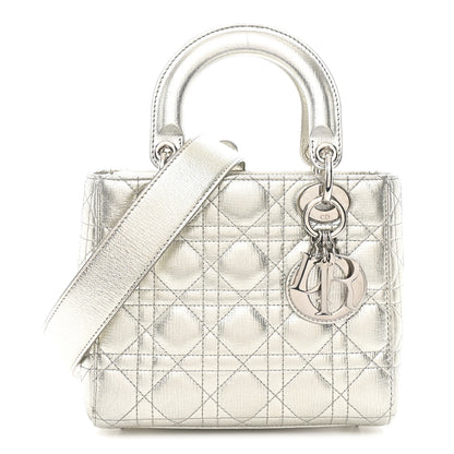 Christian Dior Metallic Grained Calfskin Cannage Small Lucky Badges My Lady Dior Silver 1 of 12