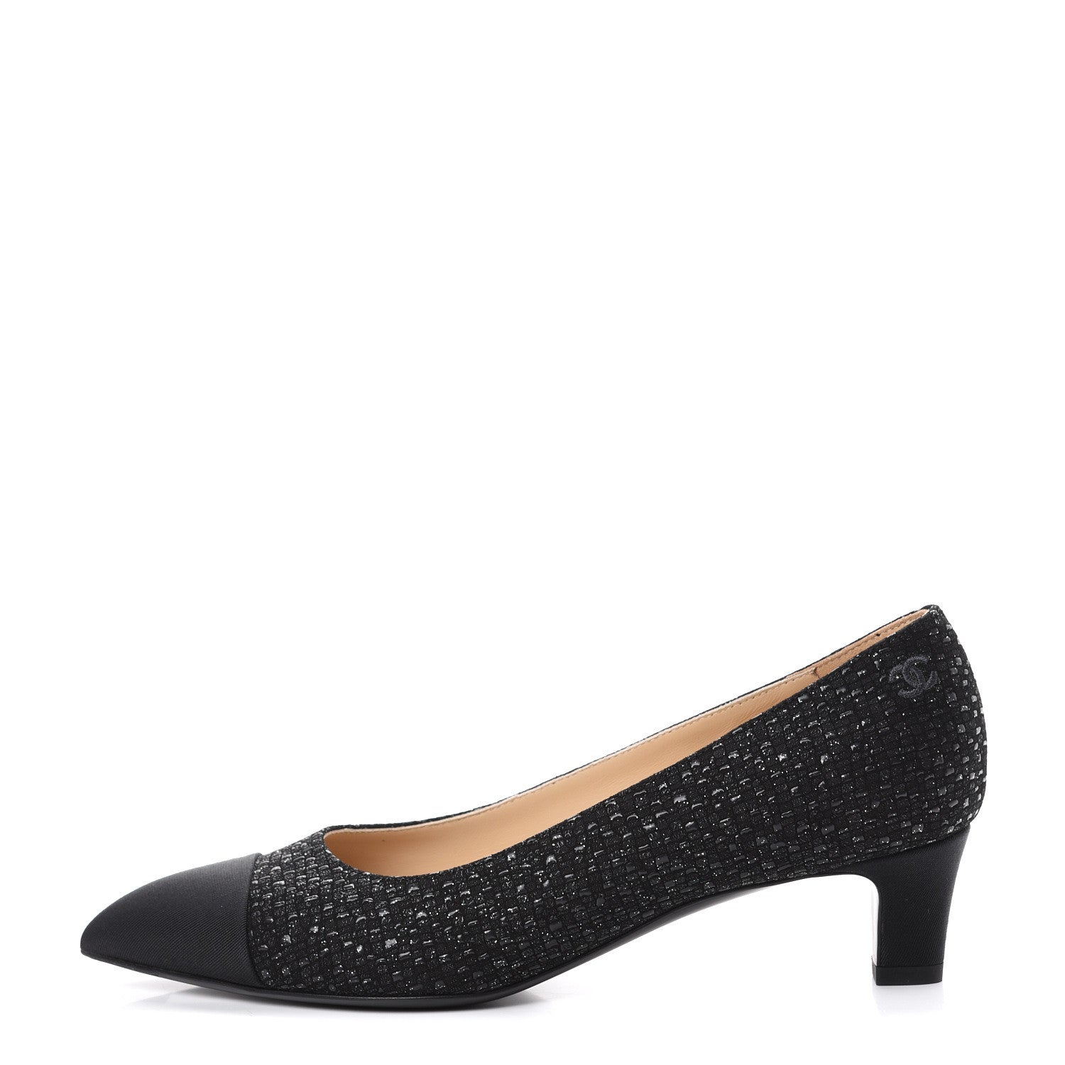 Chanel Tweed Grosgrain Cap Toe Gabrielle Pumps 35.5 Black 1 of 9