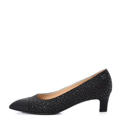 Chanel Tweed Grosgrain Cap Toe Gabrielle Pumps 35.5 Black 1 of 9