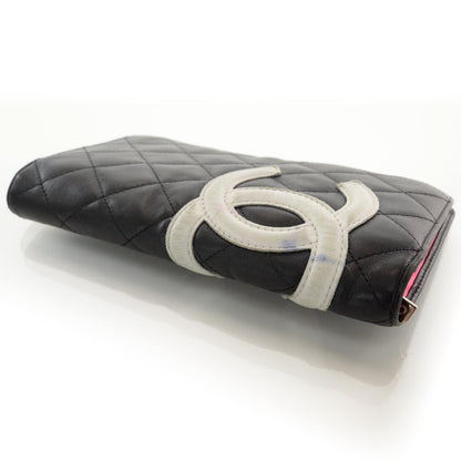 Chanel Calfskin Quilted Cambon Yen Wallet Black White 3 of 9