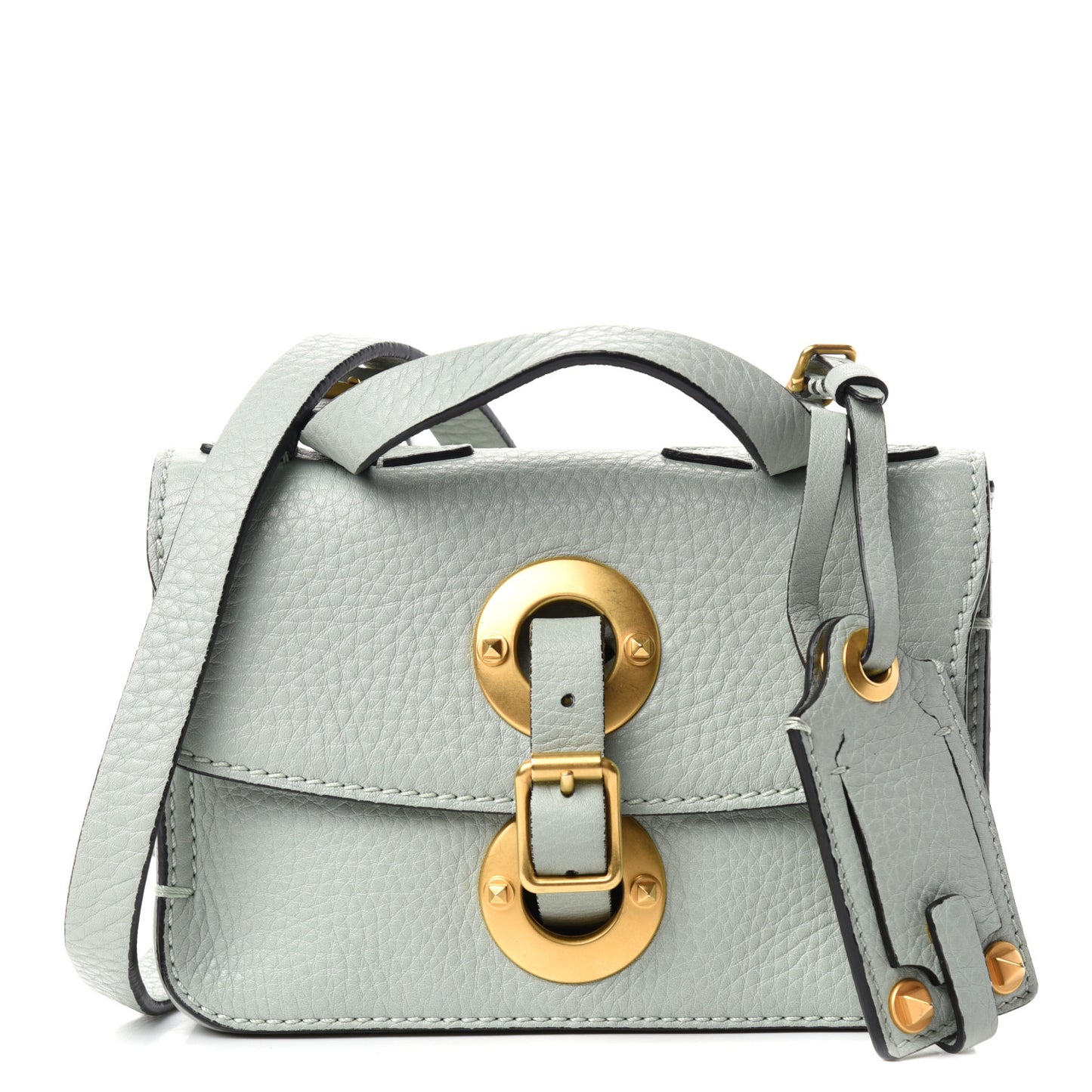 Pebbled Calfskin Shoulder Bag Water Green