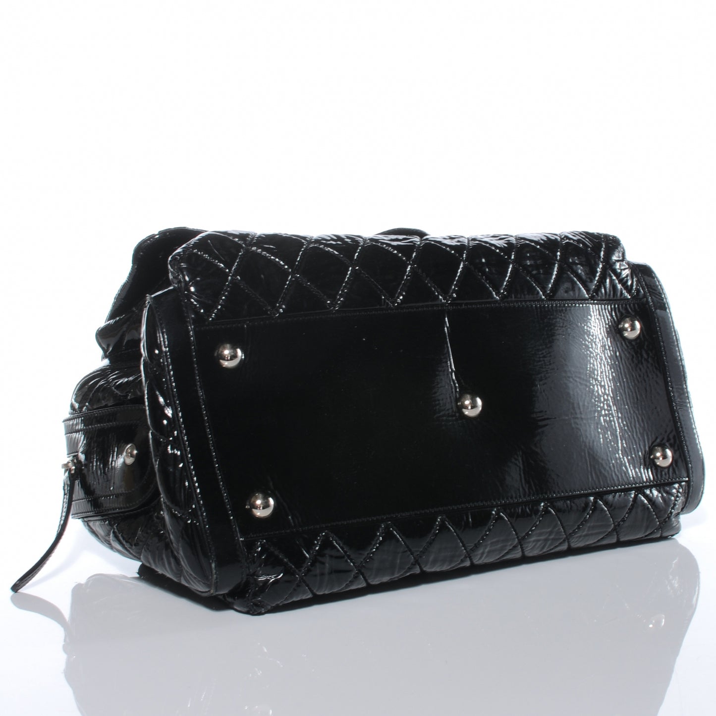 Patent Day Glo Flap Bag Black