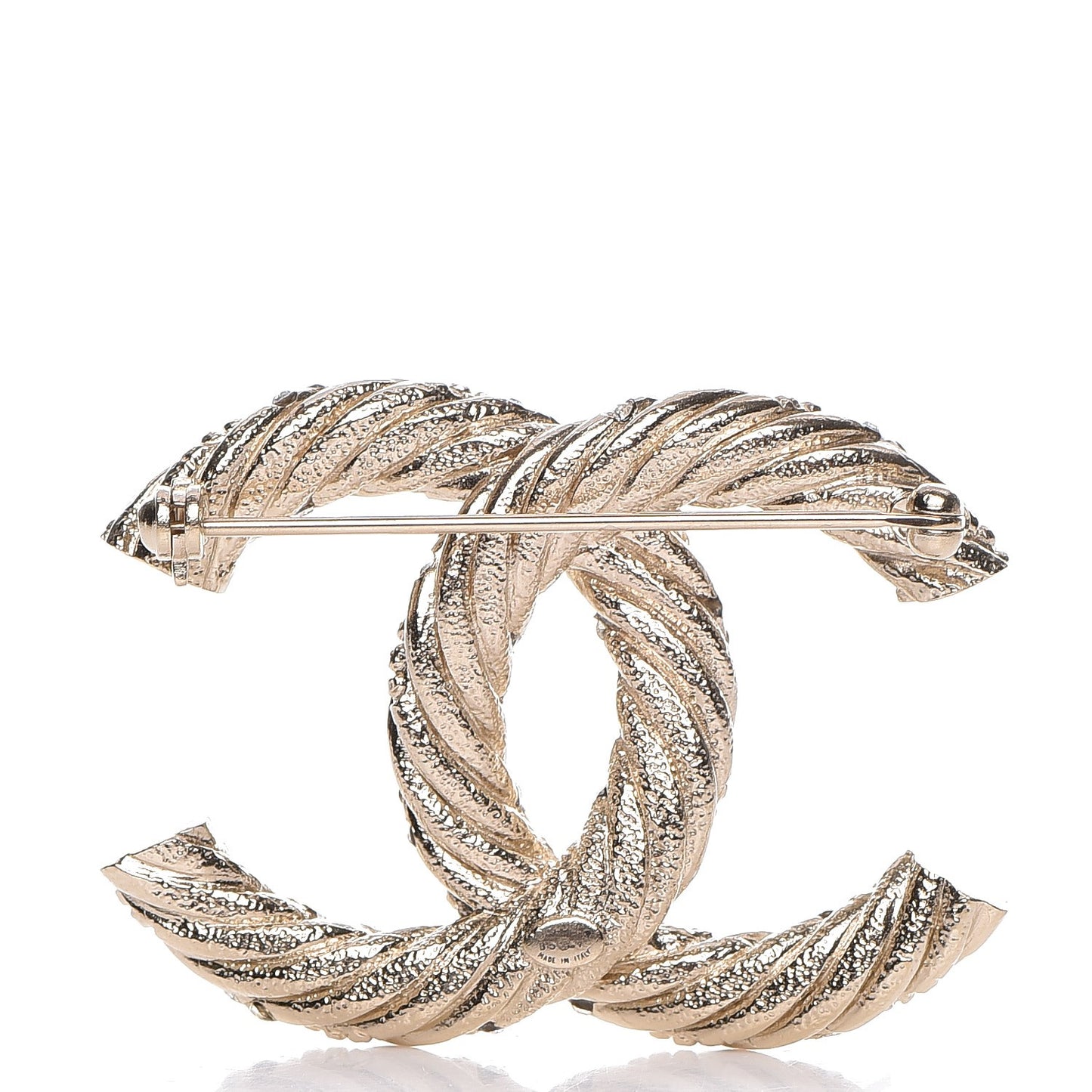 Crystal Twisted CC Brooch Light Gold