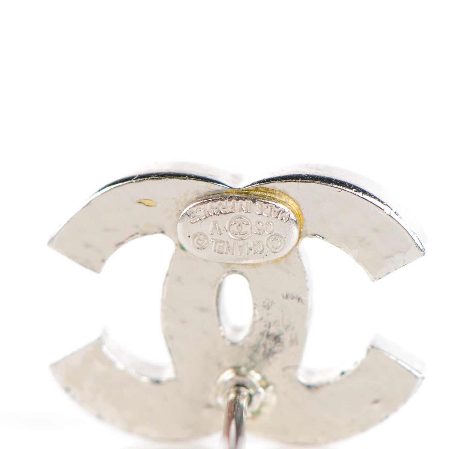 Chanel Crystal Timeless CC Earrings Silver 4 of 5