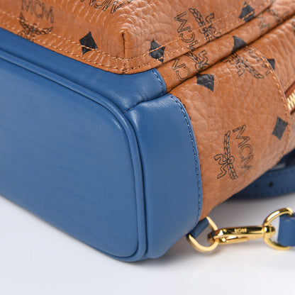 MCM Visetos X-Mini Stark Backpack Cognac Blue 8 of 8