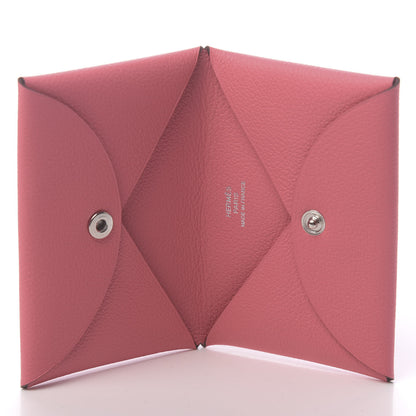 Hermes Evercolor Calvi Card Case Rose Azalee 5 of 7