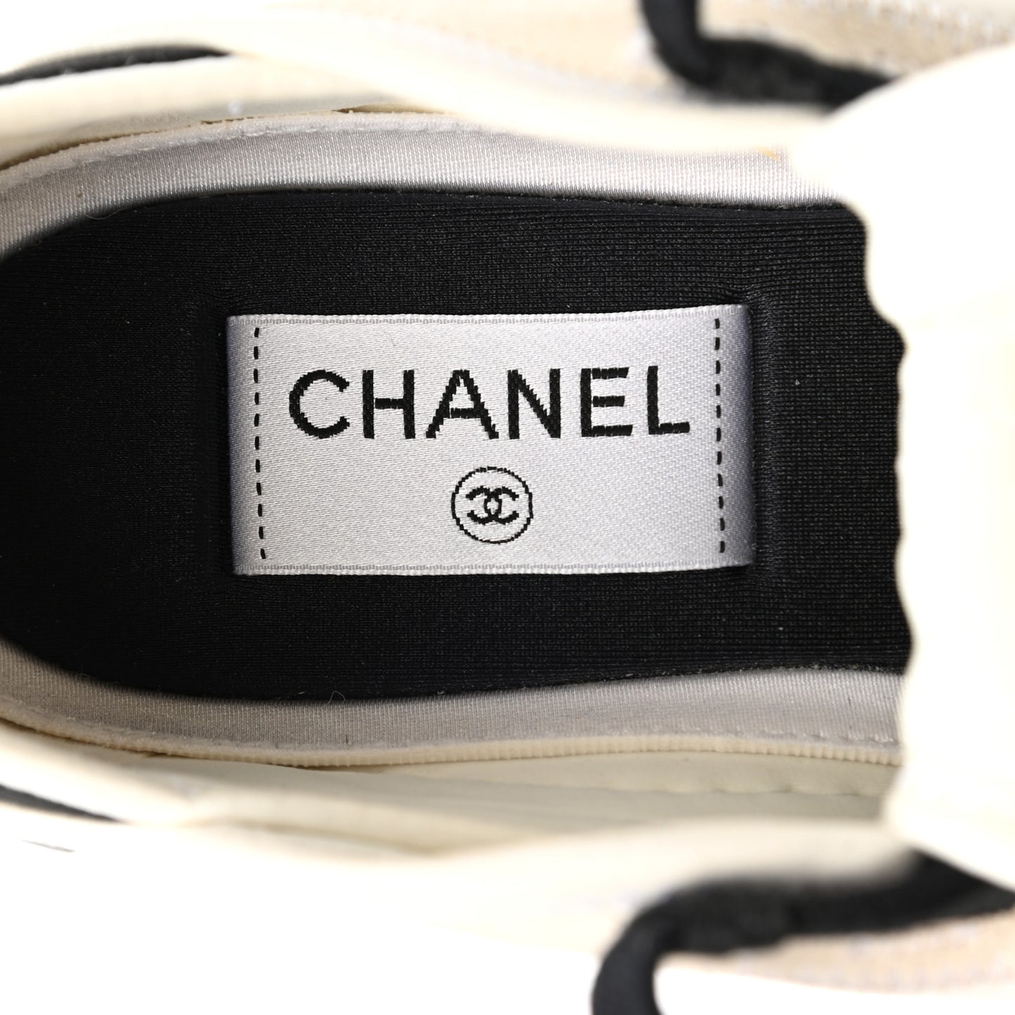 Velvet Calfskin Mixed Fibers CC Sneakers 37.5 Ivory Black