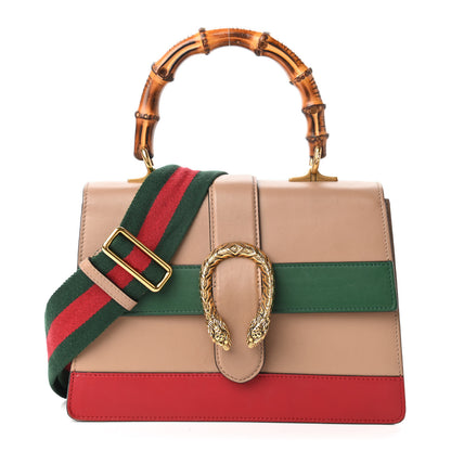 Gucci Calfskin Bamboo Web Medium Dionysus Top Handle Bag Camelia Bright Evergreen Hibiscus Red 1 of 11