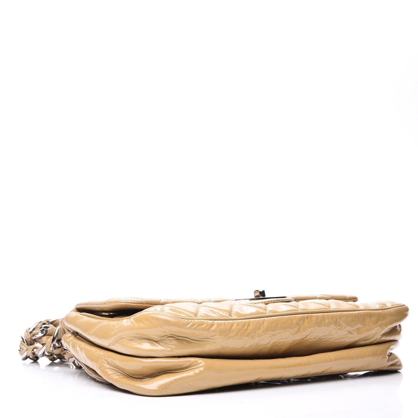 Patent Quilted Day Glo Flap Beige