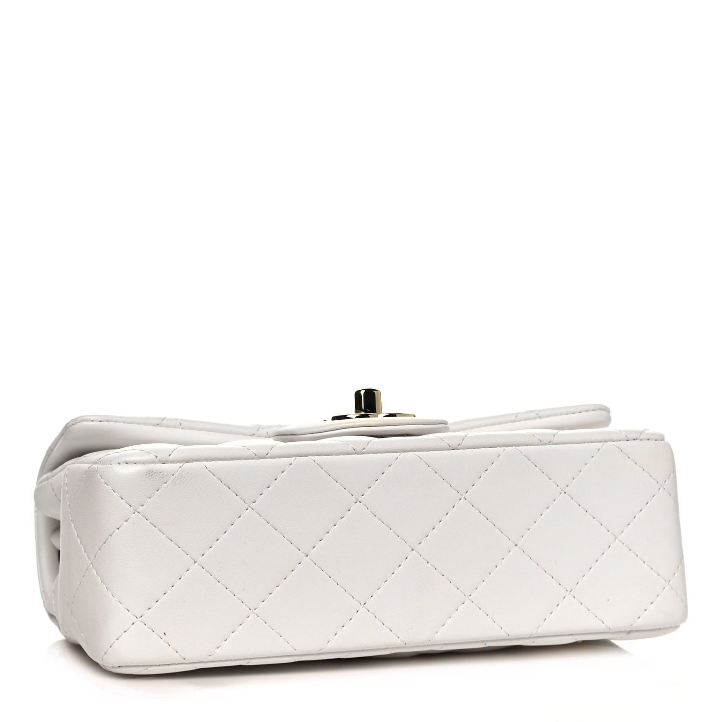 Lambskin Quilted Mini Rectangular Flap White