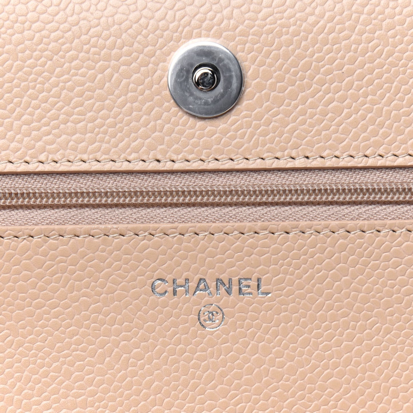 Caviar Quilted Wallet On Chain WOC Beige