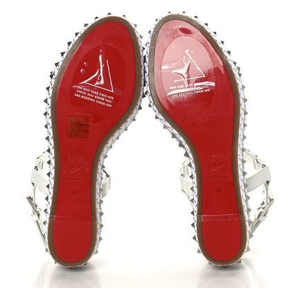 Christian Louboutin Calfskin Bianco Pyraclou 60 Platform Sandals 38 White Silver 5 of 7
