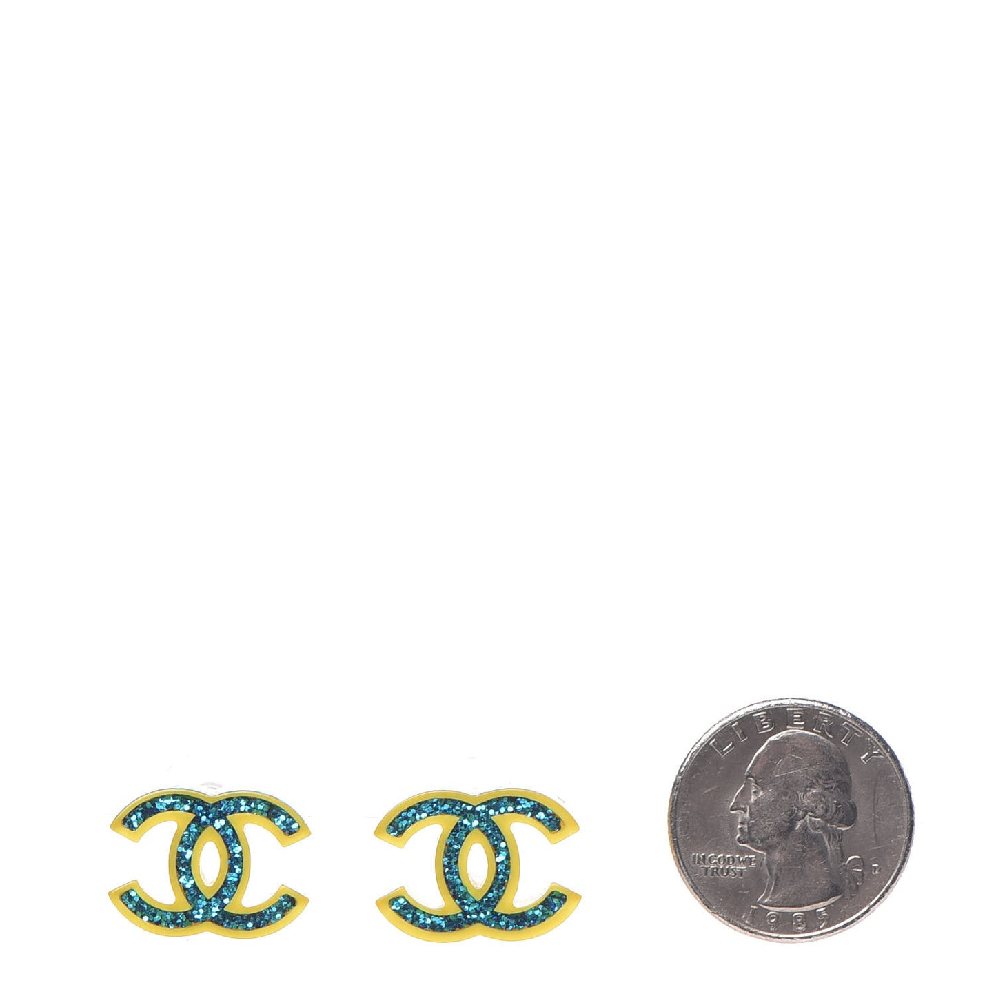 Glitter Resin CC Earrings Yellow Blue