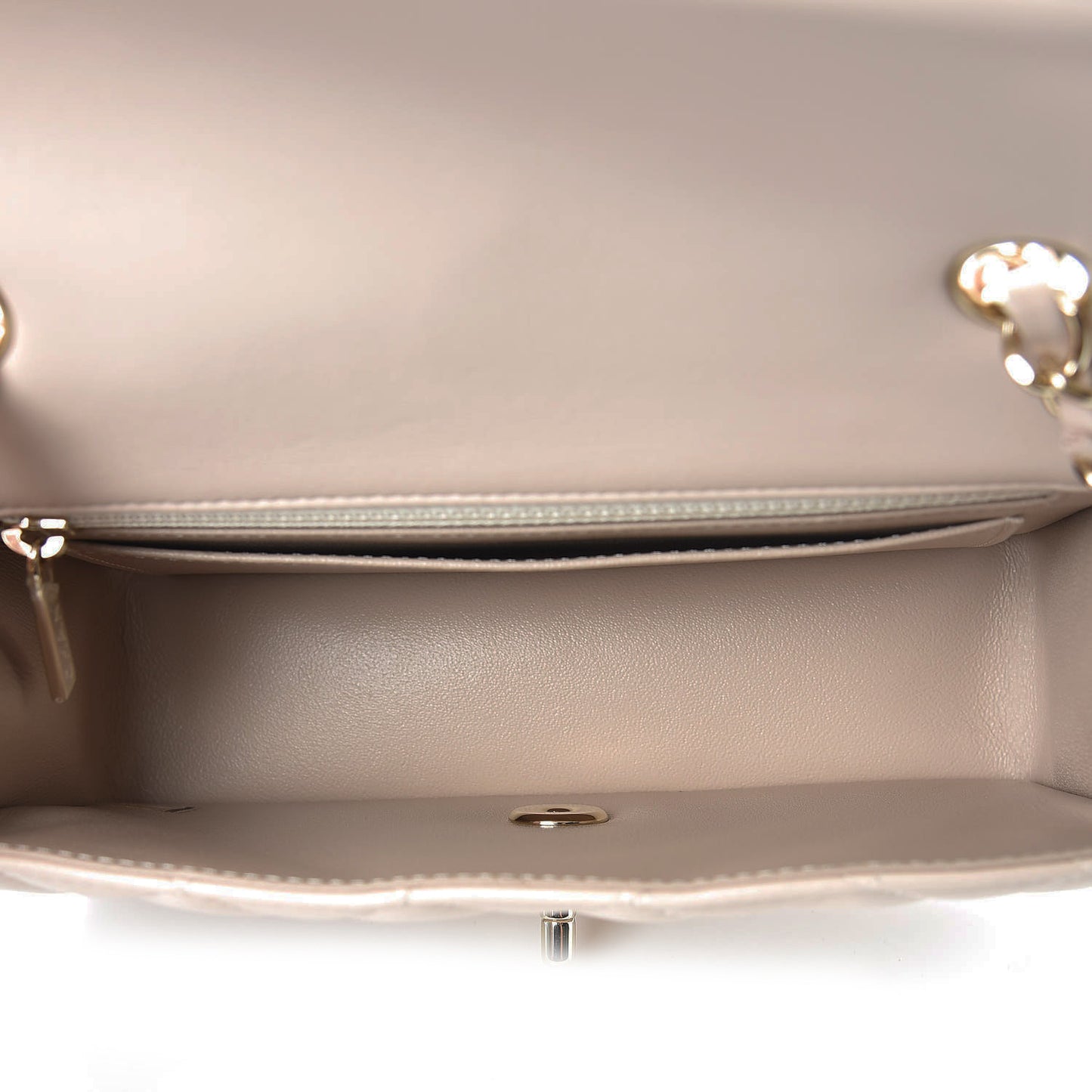 Lambskin Quilted Mini Rectangular Flap Light Beige