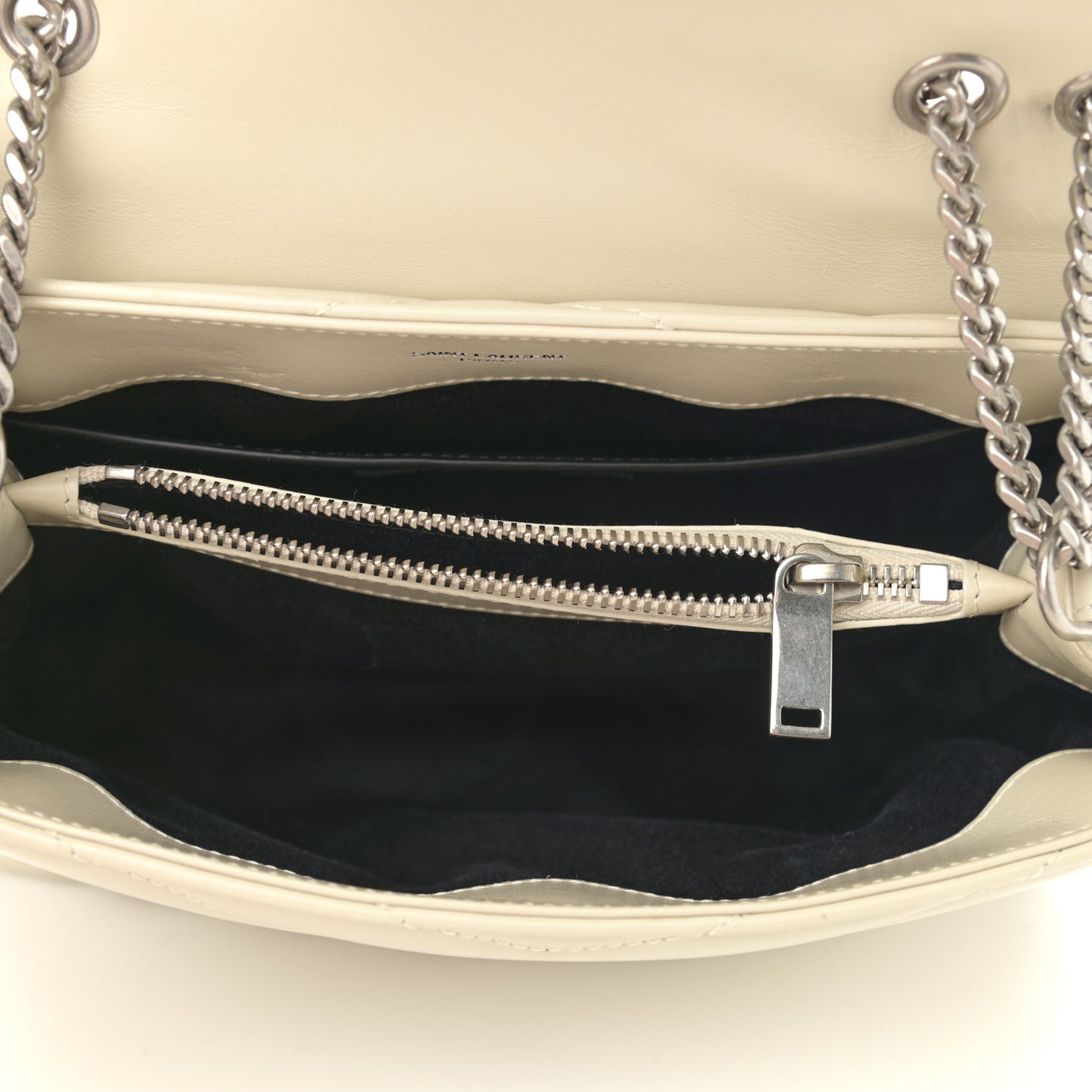 Calfskin Y Quilted Monogram Small Loulou Chain Satchel Ivory